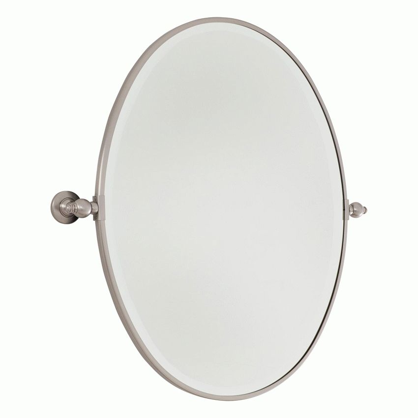 32 Inch Large Brushed Nickel Oval Mirror Regarding Nickel Framed Oval Wall Mirrors (View 12 of 15)