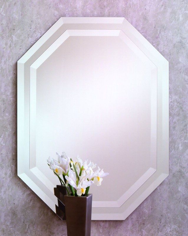 321 – Octagon Beveled Frameless Mirror On Mirror Overlay – Kentwood For Double Crown Frameless Beveled Wall Mirrors (View 6 of 15)