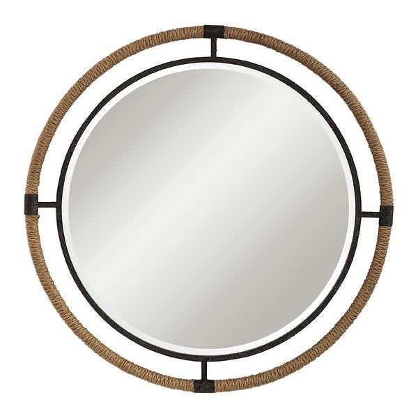 36" Round Rope Metal Hanging Wall Mirror – Overstock – 29111739 For Round 4 Section Wall Mirrors (Photo 8 of 15)