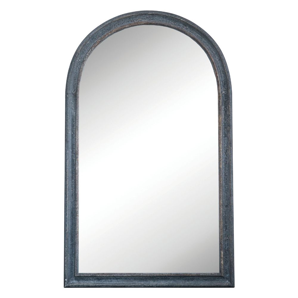 3r Studios Distressed Black Arched Wood Framed Wall Mirror – 37w X 61h Inside Distressed Dark Bronze Wall Mirrors (View 13 of 15)