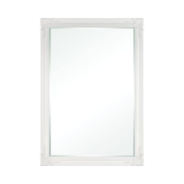 40" Matte White Finished Traditional Style Wooden Framed Beveled In Framed Matte Black Square Wall Mirrors (Photo 11 of 15)