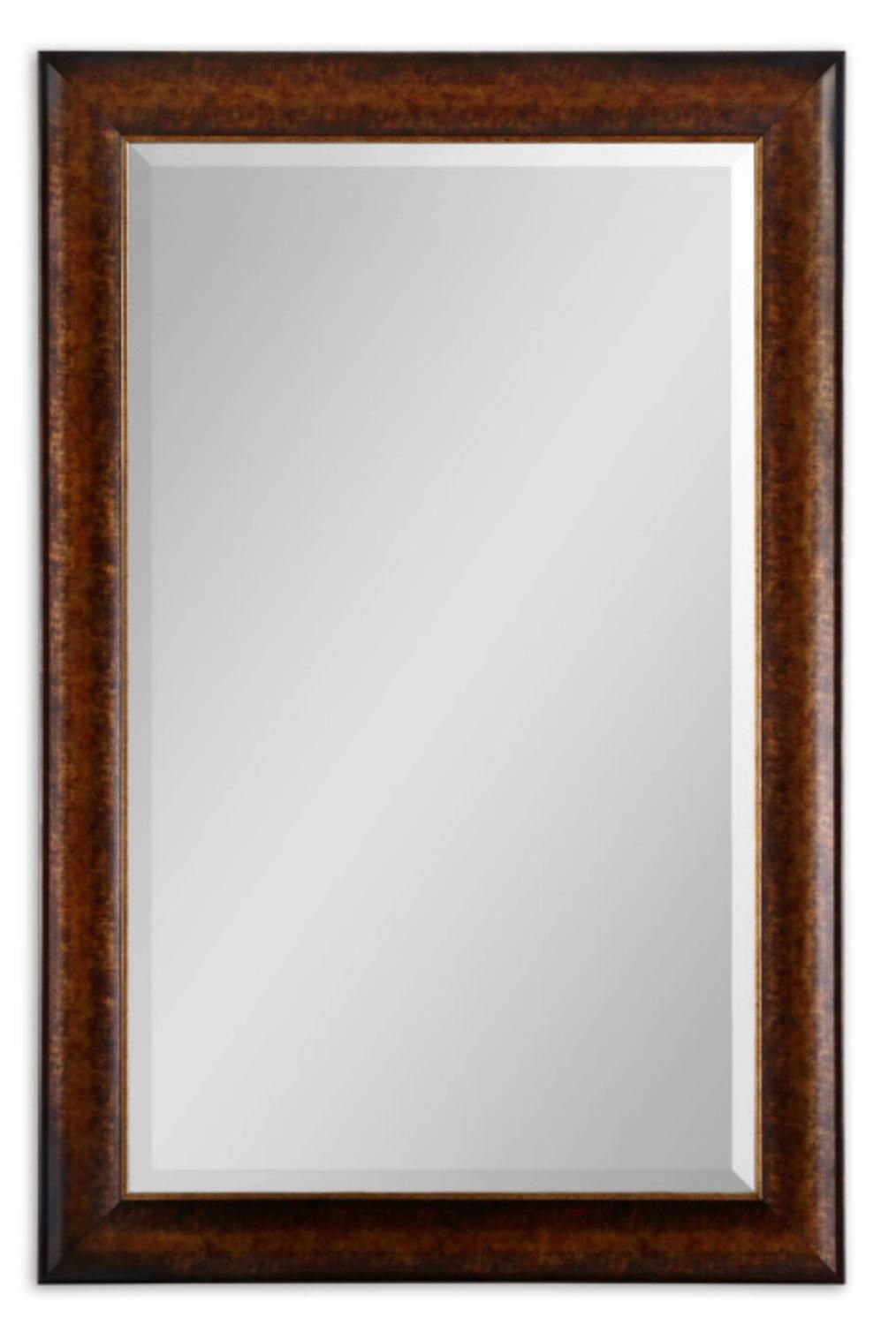 58" Rustic Bronze With Silver Tones Framed Beveled Rectangular Wall Intended For Silver Beveled Wall Mirrors (View 11 of 15)