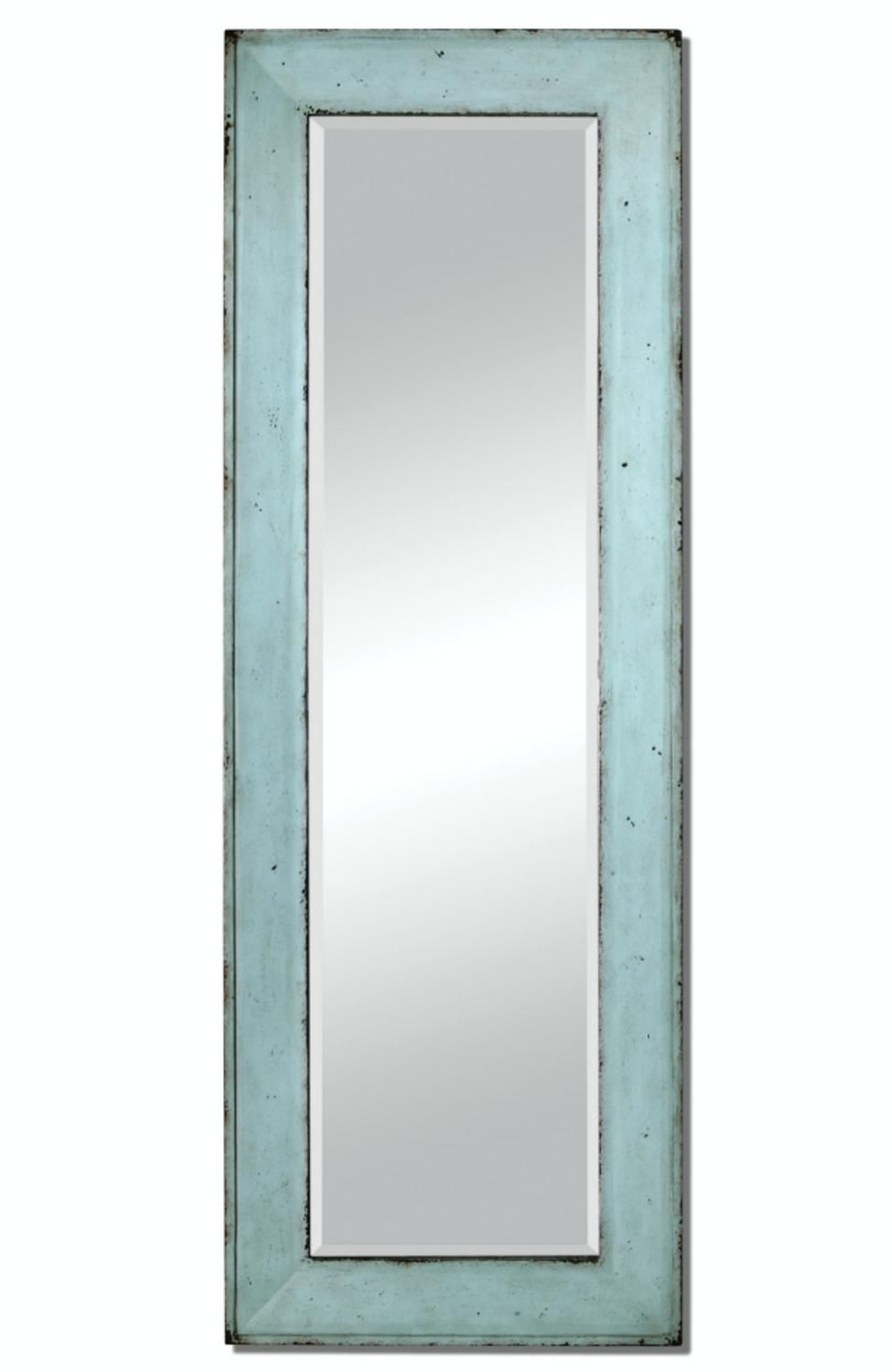 75" Beveled Rectangular Wall Mirror With Light Blue Distressed Pine Within Tropical Blue Wall Mirrors (Photo 6 of 15)