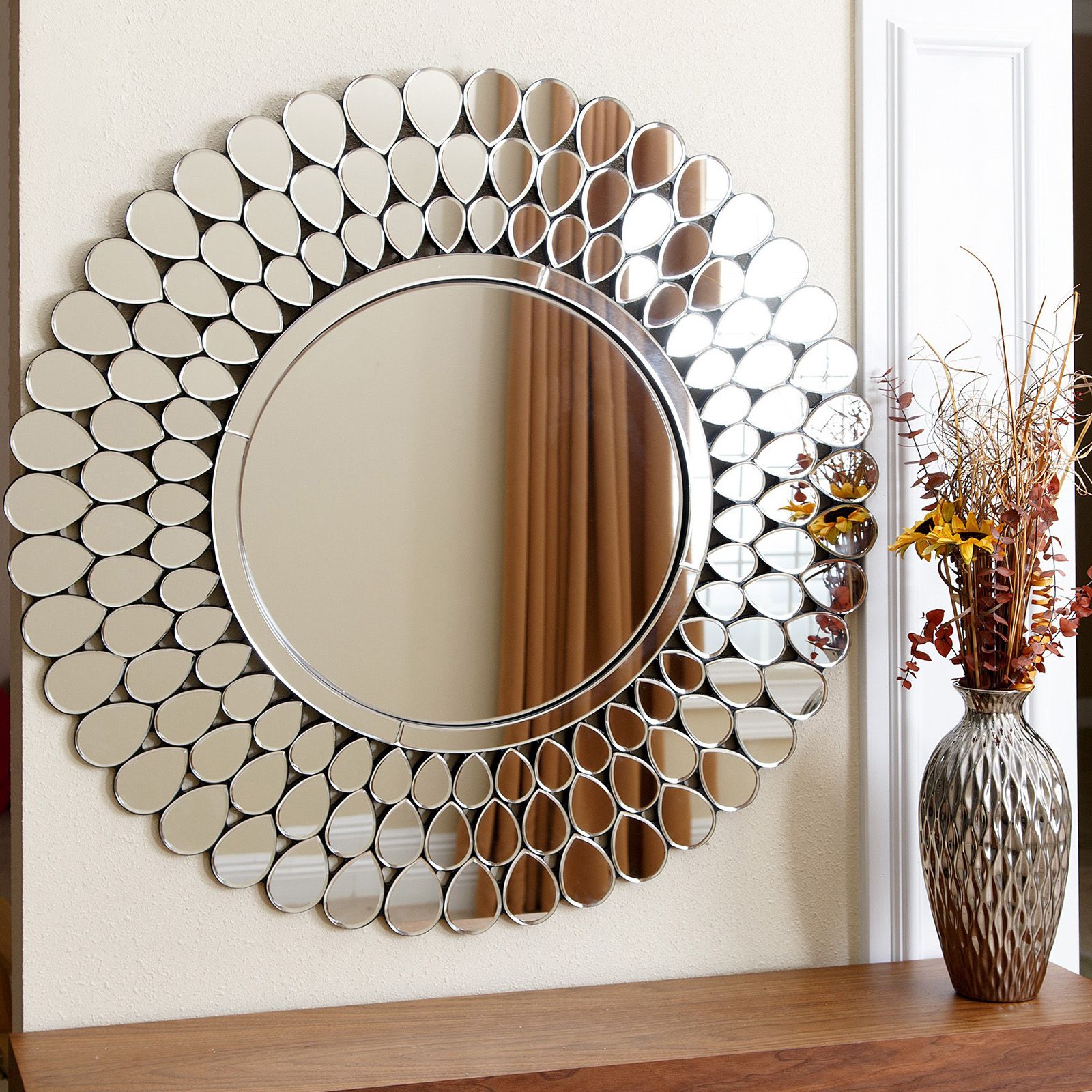 Abbyson Living Reagan Round Wall Mirror – Mirrors At Hayneedle For Jagged Edge Round Wall Mirrors (Photo 15 of 15)