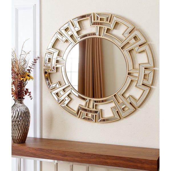 Abbyson Pierre Gold Round Wall Mirror – Free Shipping Today – Overstock With Regard To Gold Black Rounded Edge Wall Mirrors (View 5 of 15)