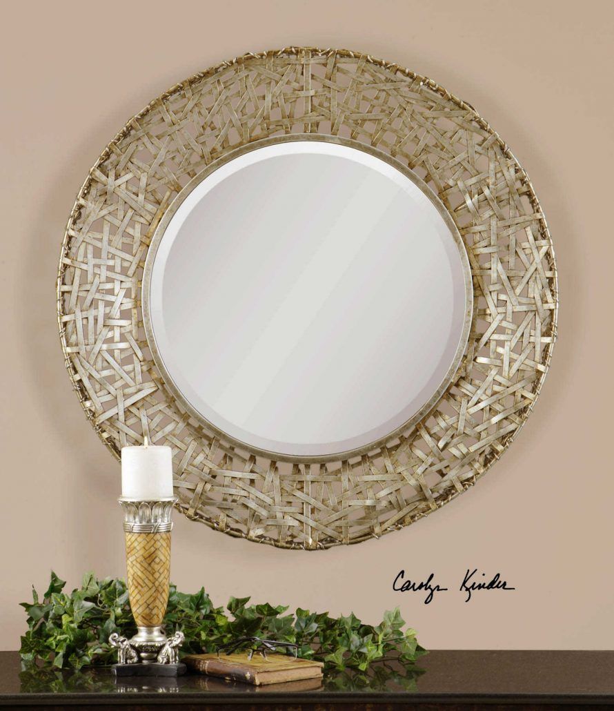 Alita Champagne Woven Metal Mirror – Carolyn Kinder International Within Woven Metal Round Wall Mirrors (View 5 of 15)