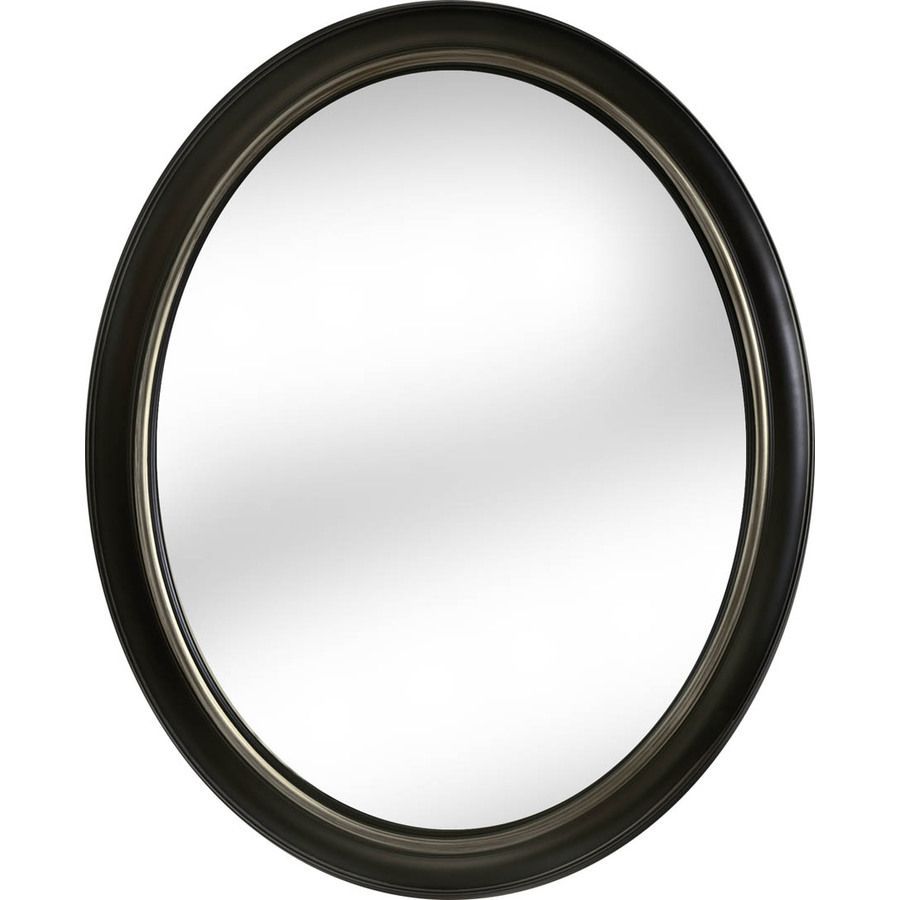 Allen + Roth 24 In X 30 In Oil Rubbed Bronze Polished Oval Framed Regarding Oil Rubbed Bronze Finish Oval Wall Mirrors (Photo 1 of 15)