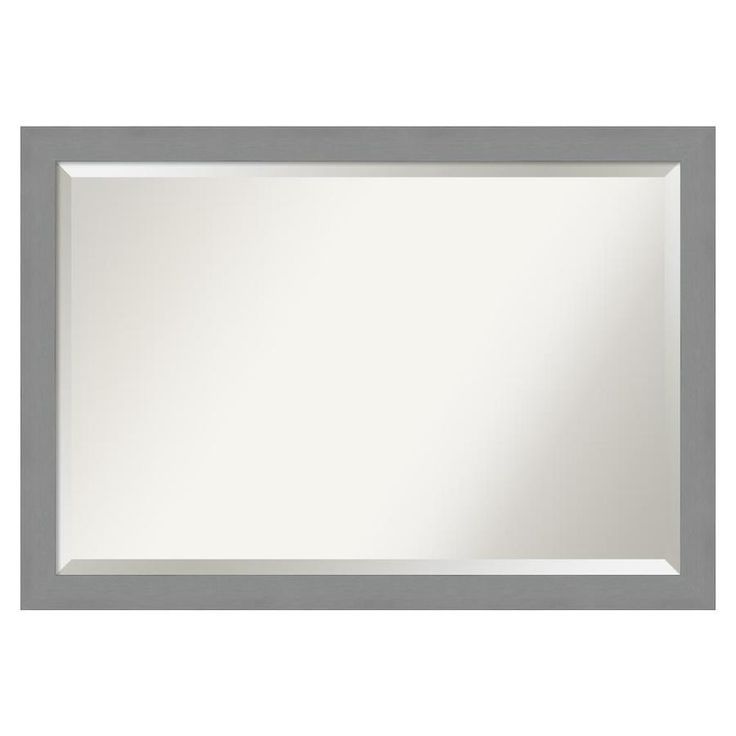 Amanti Art Brushed Nickel Frame Collection 39.5 In Brushed Silver Pertaining To Polished Nickel Rectangular Wall Mirrors (Photo 3 of 15)