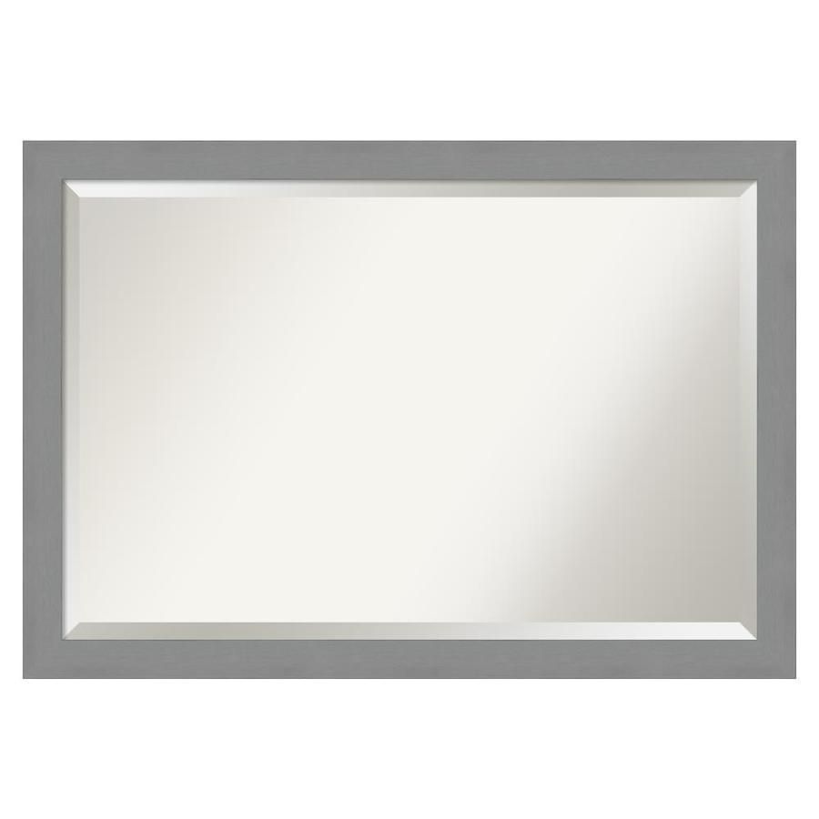 Amanti Art Brushed Nickel Frame Collection 39.5 In Brushed Silver Within Brushed Nickel Rectangular Wall Mirrors (Photo 10 of 15)