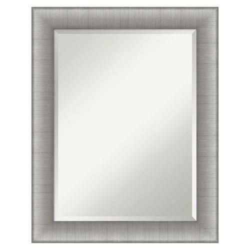 Amanti Art Elegant Brushed Pewter Frame Collection 22.75 In Pewter Intended For Brushed Gold Rectangular Framed Wall Mirrors (Photo 15 of 15)