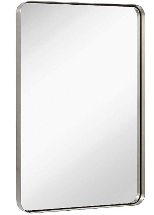 Amazon: Hamilton Hills Contemporary Brushed Metal Wall Mirror Throughout Ultra Brushed Gold Rectangular Framed Wall Mirrors (View 8 of 15)