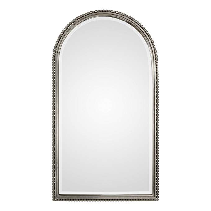 Amazon: My Swanky Home Luxe Beaded Silver Arch Metal Wall Mirror With Regard To Metallic Silver Framed Wall Mirrors (View 10 of 15)