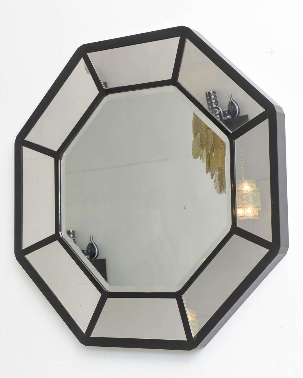 American Modern Black Lacquer Octagonal Mirror, Karl Springer At 1stdibs Pertaining To Matte Black Octagonal Wall Mirrors (Photo 4 of 15)