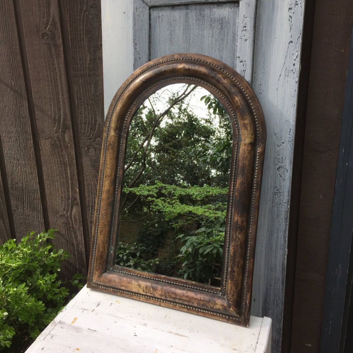 Antique Arched Top Wall Mirror Bronze Vintage Mirror Tuscan Regarding Gold Arch Top Wall Mirrors (View 9 of 15)