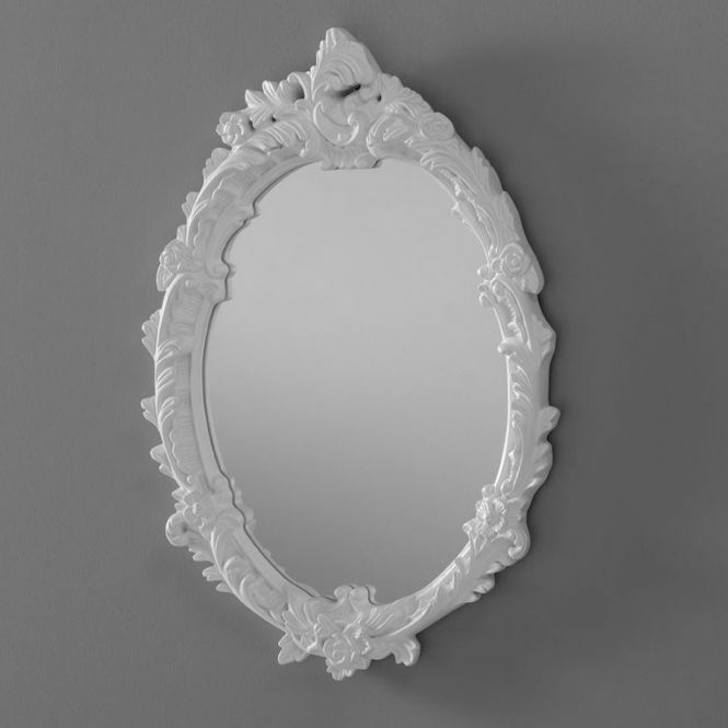 Antique French Style Oval White Ornate Wall Mirror | Homesdirect365 Within Oval Wide Lip Wall Mirrors (View 11 of 15)