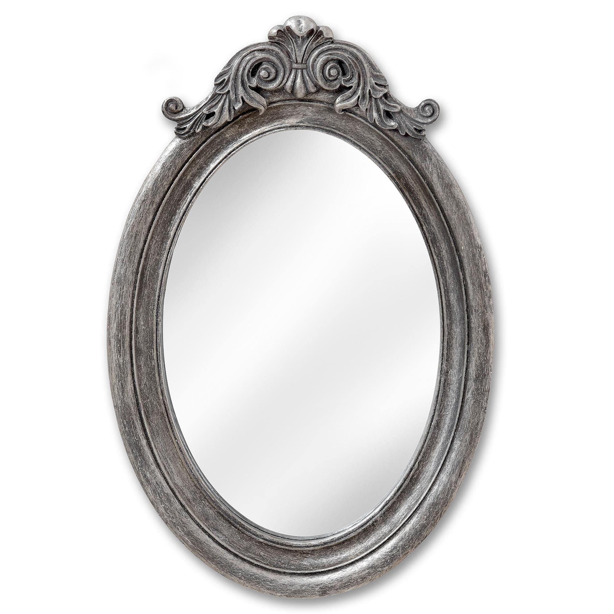 Antique French Style Silver Oval Wall Mirror | Homesdirect365 Inside Antiqued Silver Quatrefoil Wall Mirrors (View 7 of 15)