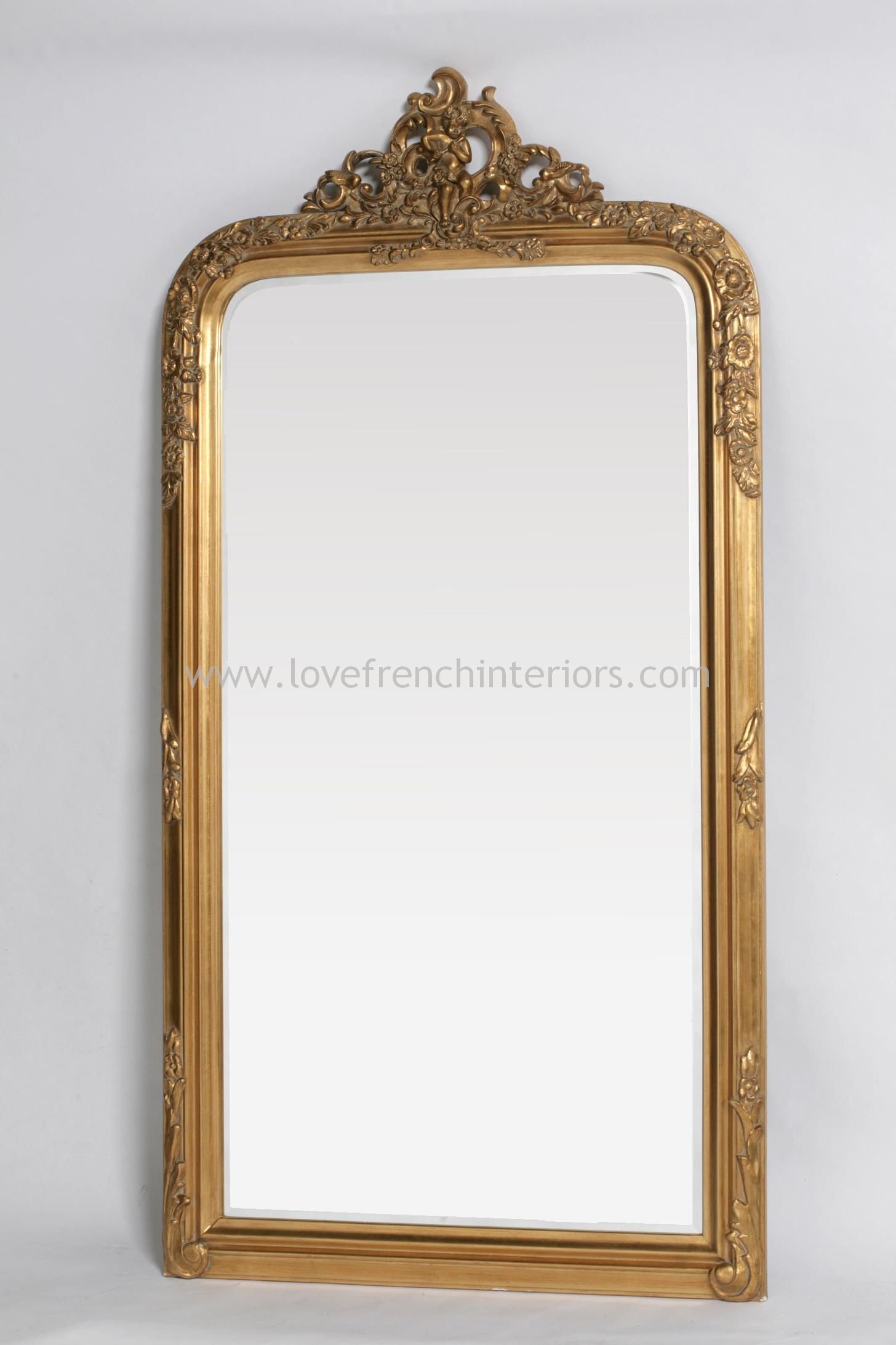 Antique Gold Floor Standing Mirror With Crest For Antiqued Bronze Floor Mirrors (View 5 of 15)
