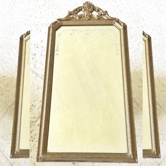 Antique Gold Florentine Arched Mirror // Floral Engraved Regarding Antique Gold Etched Wall Mirrors (View 12 of 15)