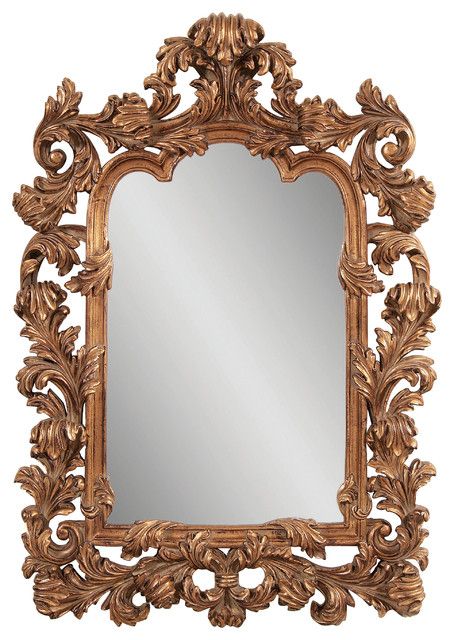 Antique Gold Ornamental Wall Mirror – Eclectic – Mirrors  Carolina For Antique Gold Scallop Wall Mirrors (View 9 of 15)