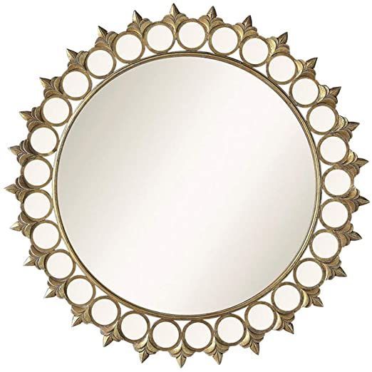 Antique Gold Round Decoritive Wall Mirror, Diameter 31 Inches, Carved With Regard To Antique Silver Round Wall Mirrors (Photo 11 of 15)