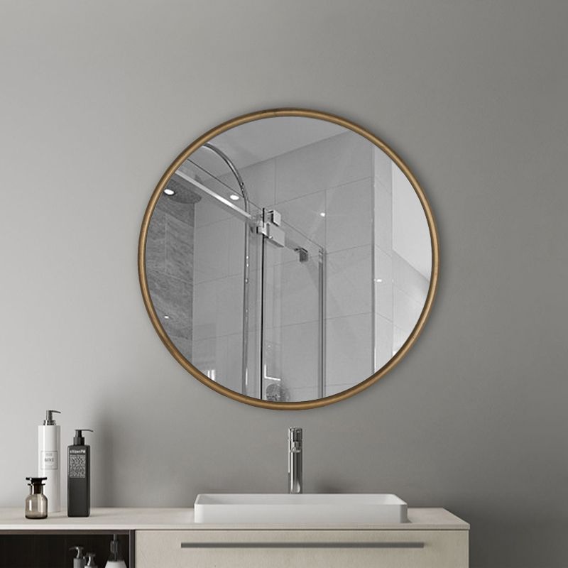 Antique Gold Round Wall Mirror – Rustic Accent Mirror For Bathroom With Regard To Gold Bamboo Vanity Wall Mirrors (View 11 of 15)