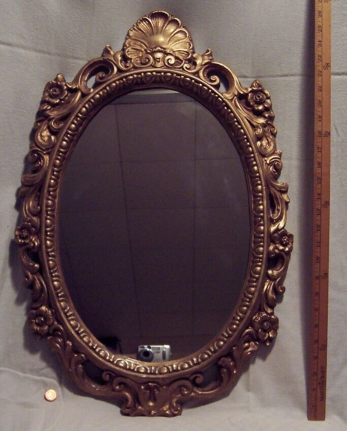 Antique Syroco Ornate Gold Gilded Plaster Victorian Style Oval Wall Regarding Antique Silver Oval Wall Mirrors (View 13 of 15)