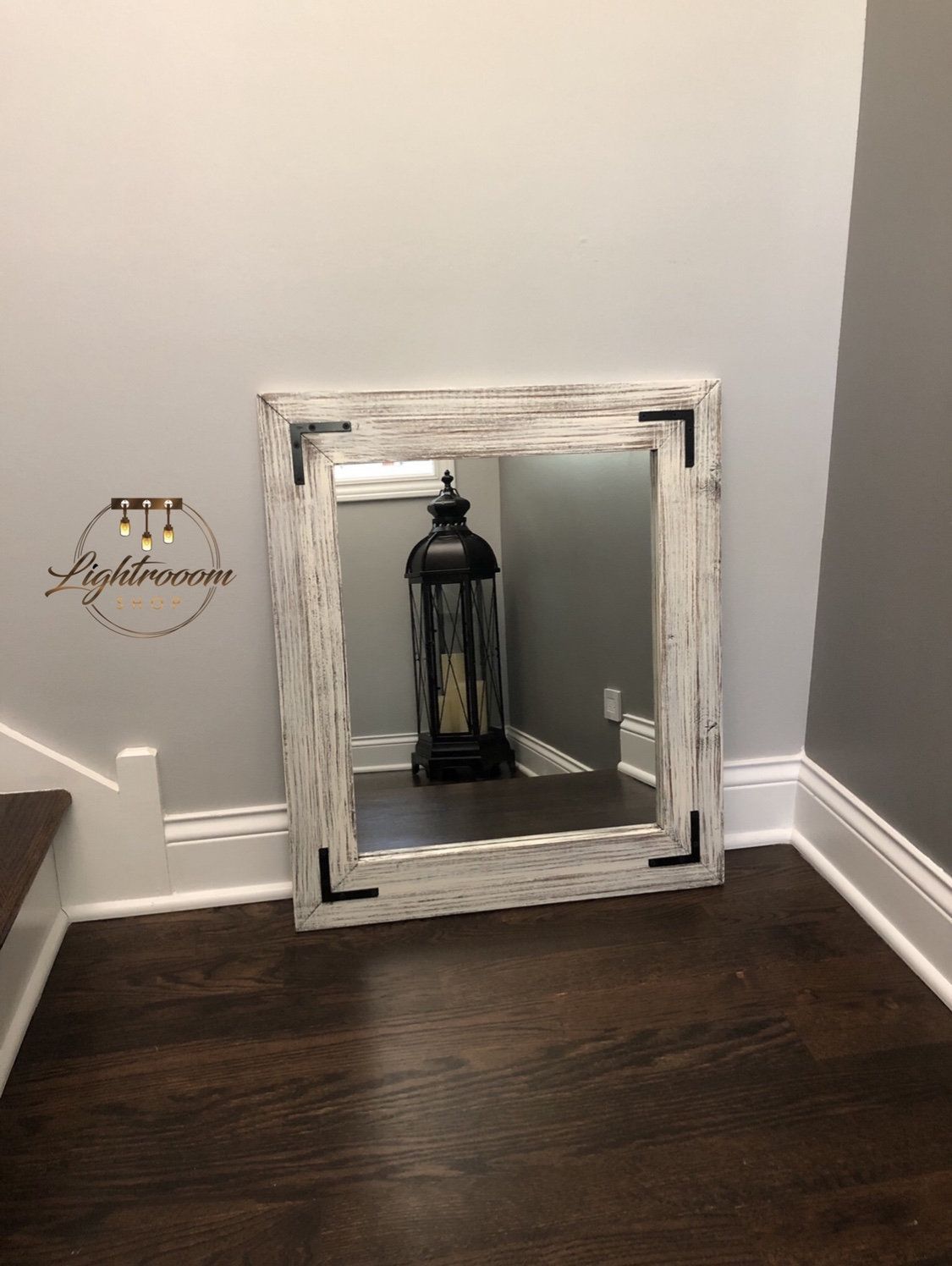 Antique White, Bathroom, Wood Mirror, Farmhouse Decor Rustic Mirrors With Regard To White Decorative Vanity Mirrors (View 11 of 15)