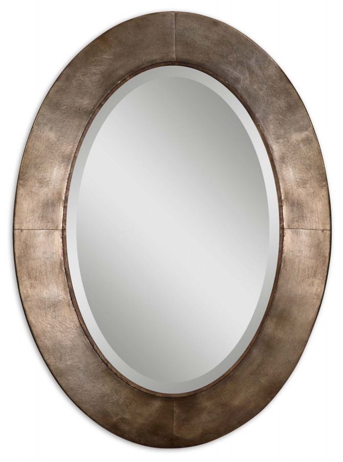 Antiqued Silver Champagne Oval Wall Mirror 28 X 38 Inch | On Sale Intended For Antiqued Silver Quatrefoil Wall Mirrors (Photo 8 of 15)