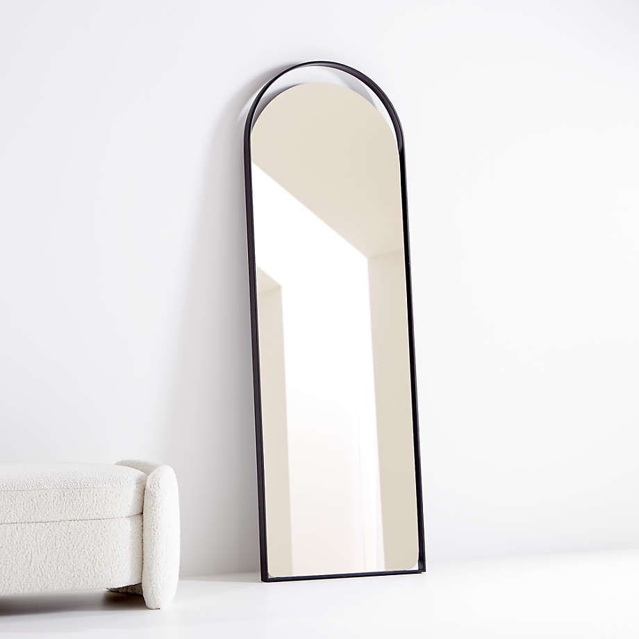 Aosta Black Arch Cutout Floor Mirror + Reviews | Crate And Barrel Pertaining To Matte Black Arch Top Mirrors (View 2 of 15)