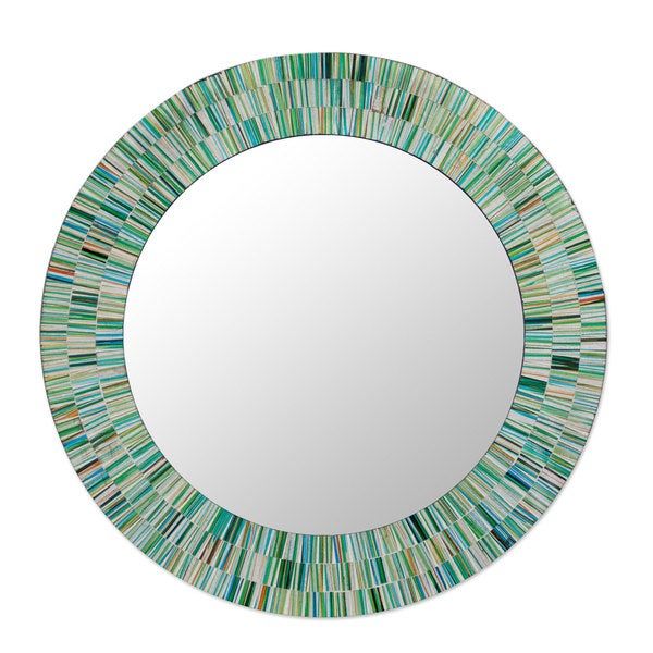 Aqua Fantasy Turquoise Green Brown And White Glass Tile Mosaic Inside Free Floating Printed Glass Round Wall Mirrors (View 15 of 15)