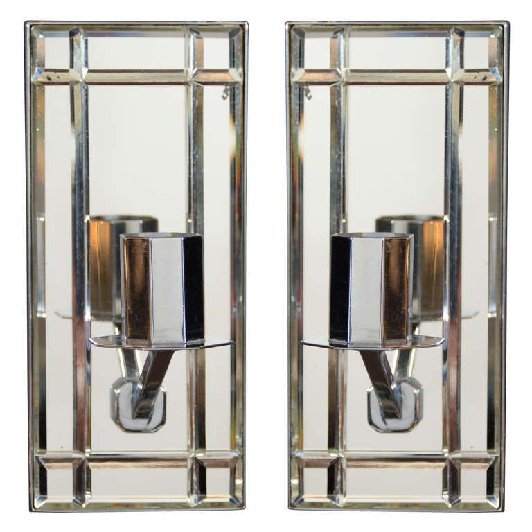 Art Deco Emerald Cut Beveled Mirrored Sconces At 1stdibs For Emerald Cut Wall Mirrors (View 11 of 15)