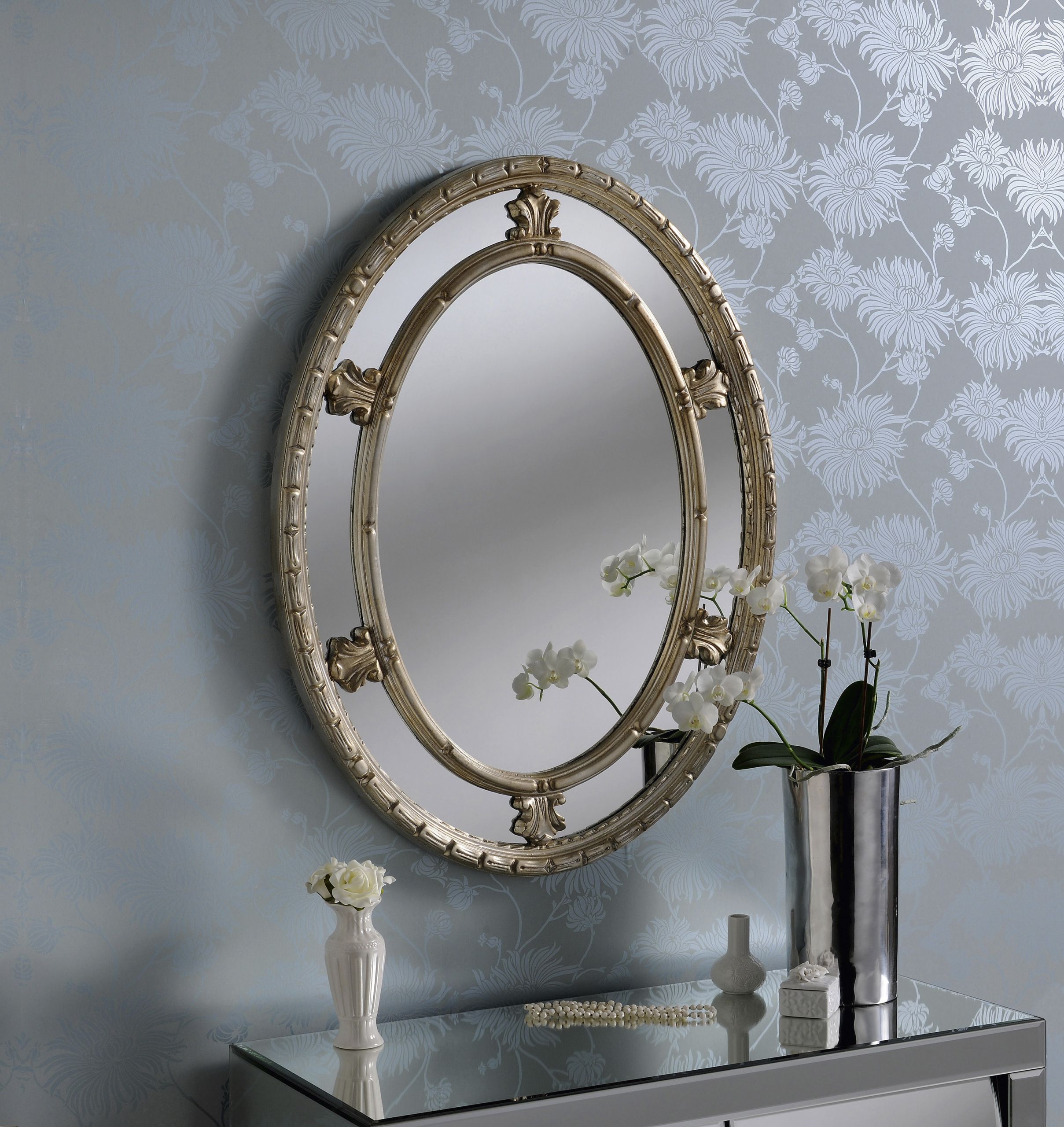 Art73 Gold Decorative Large Oval Wall Mirror Overmantle Hallway Or Throughout Oval Wide Lip Wall Mirrors (View 1 of 15)