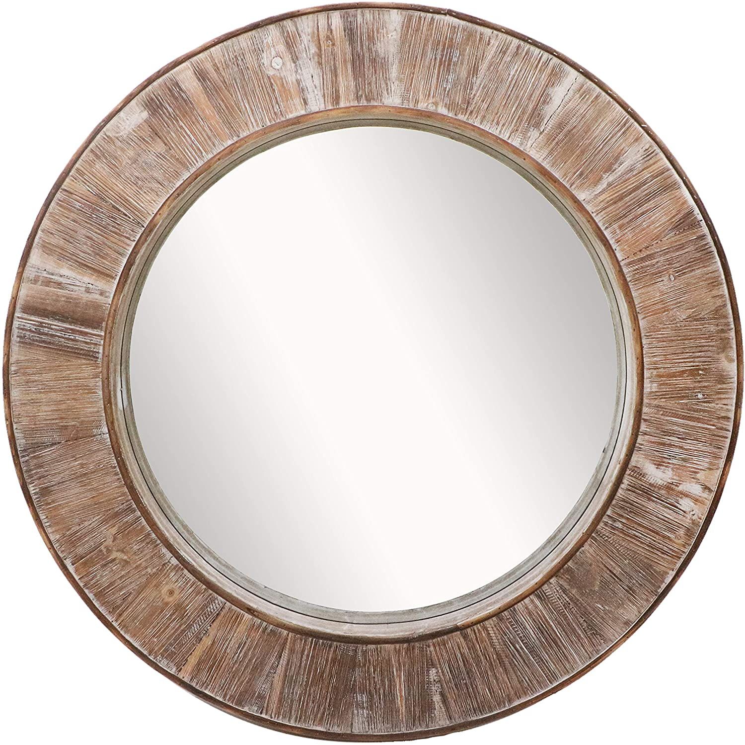 Barnyard Designs Round Decorative Wall Hanging Mirror Large Wooden In Organic Natural Wood Round Wall Mirrors (View 11 of 15)