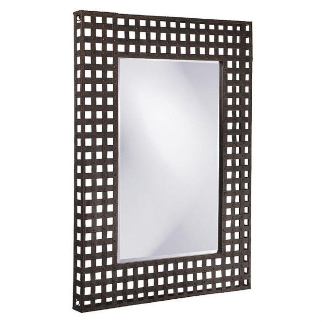 Basement 46" Metal Grid Rectangular Mirror Antiqued_black | Mirror Wall With Regard To Black Beaded Rectangular Wall Mirrors (Photo 11 of 15)
