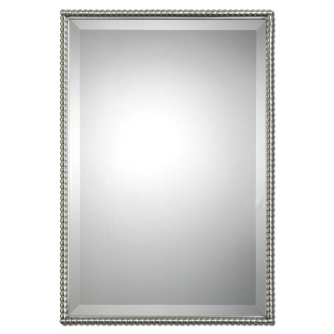 Beaded Beveled Mirror – Rectangular | Brushed Nickel Mirror Pertaining To Brushed Gold Rectangular Framed Wall Mirrors (View 10 of 15)