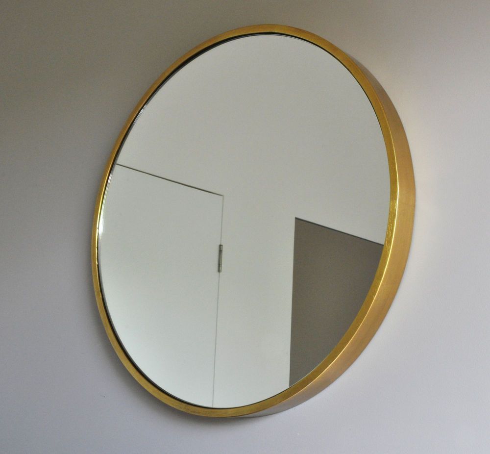 "bellissimo" Round Wall Mirror Brass Gold Art Deco Modern Circle Powder In Antique Gold Cut Edge Wall Mirrors (View 6 of 15)