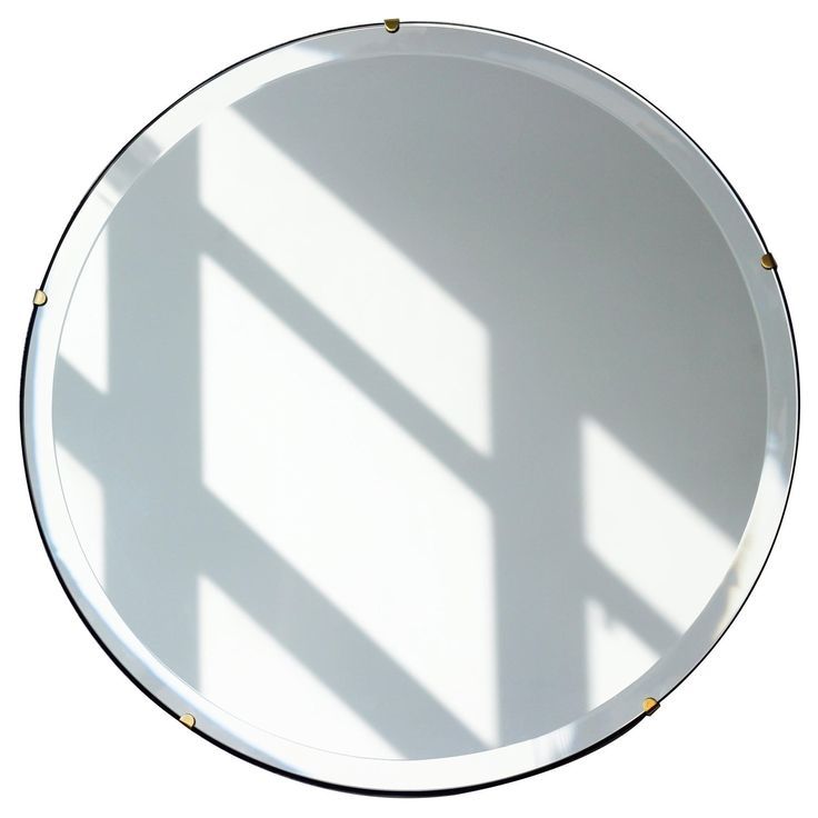 Beveled Silver Orbis Round Mirror Frameless With Brass Clips In 2020 Intended For Round Frameless Beveled Mirrors (Photo 4 of 15)