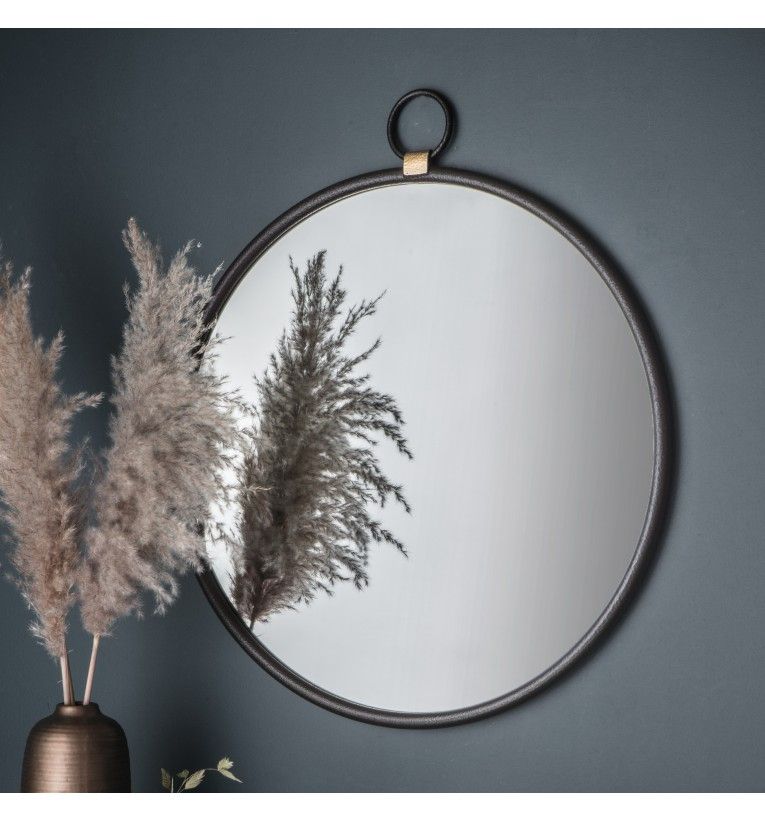 Bisque Black Round Wall Mirror 70cm X 61cm | Luxe Mirrors For Distressed Black Round Wall Mirrors (View 15 of 15)