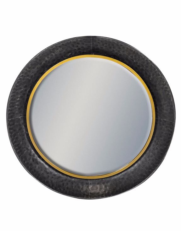 Black And Bronze Large Round Lincoln Wall Mirror Pertaining To Midnight Black Round Wall Mirrors (View 2 of 15)