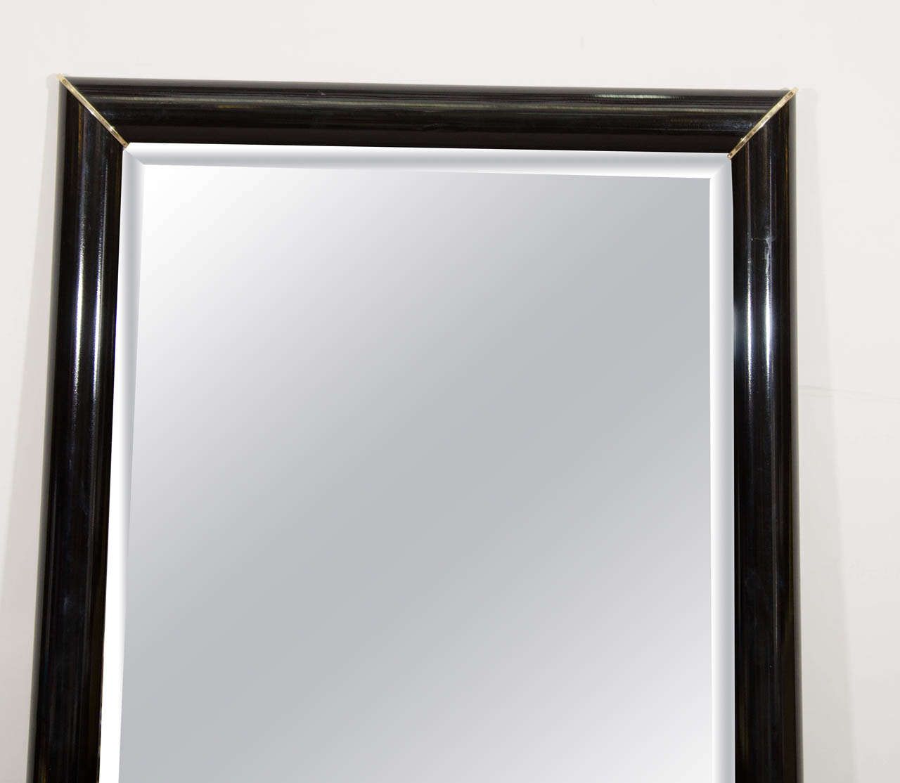 Black Lacquered Wall Mirror With Gold Corner Accents At 1stdibs Regarding Cut Corner Wall Mirrors (View 2 of 15)