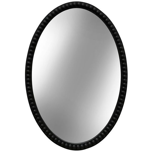 Black Wooden Oval Beaded Mirror From Kirkland's | Beaded Mirror, Wood Regarding Framed Matte Black Square Wall Mirrors (View 13 of 15)