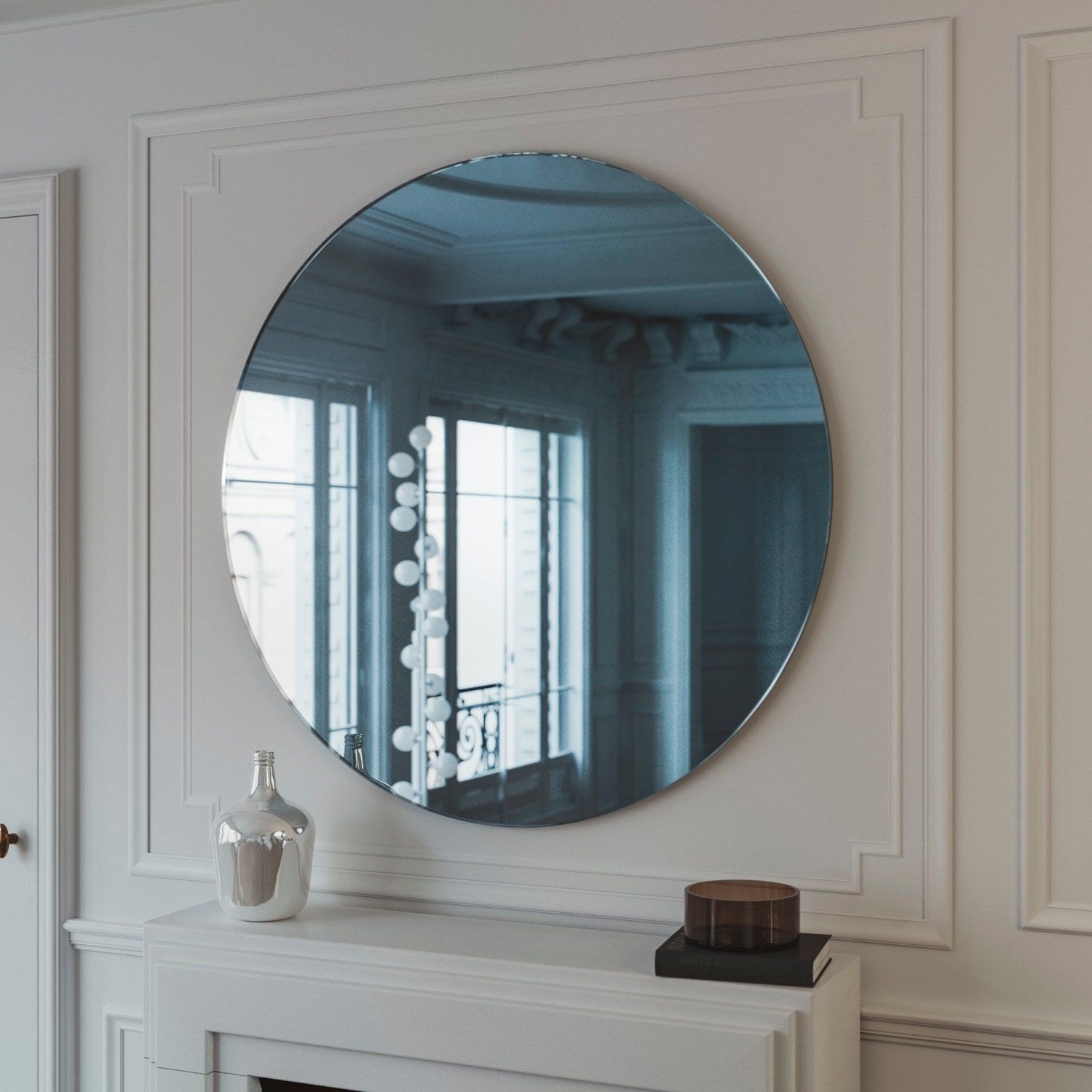 Blue Midcentury Mirror. Hanging Blue Wall Mirror With Light Inside Tropical Blue Wall Mirrors (Photo 15 of 15)