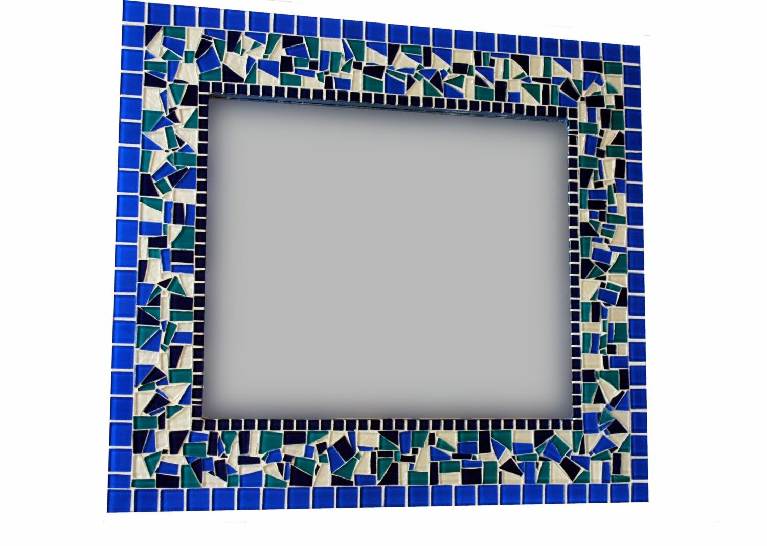 Blue Mosaic Wall Mirror Made To Order With Blue Green Wall Mirrors (Photo 4 of 15)