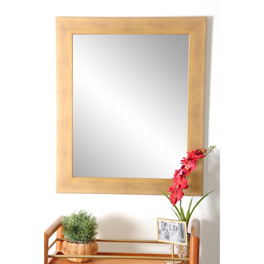 Brandtworks Brushed Gold Rectangular Wall Mirror Bm068s – The Home Depot For Warm Gold Rectangular Wall Mirrors (View 8 of 15)