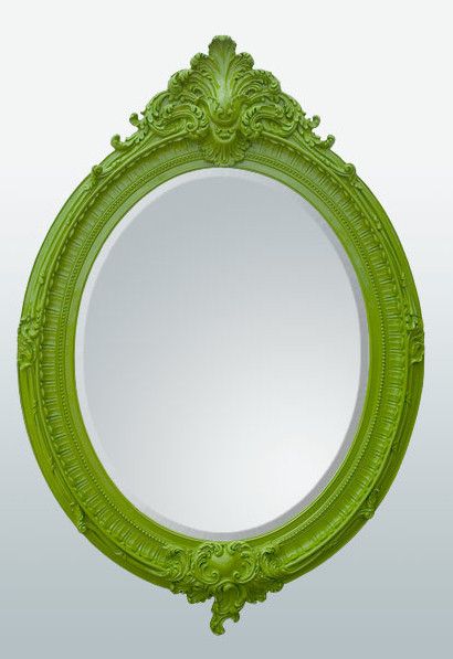 Bright Green Oval Wall Mirror – Contemporary – Wall Mirrors  French Intended For Blue Green Wall Mirrors (Photo 15 of 15)