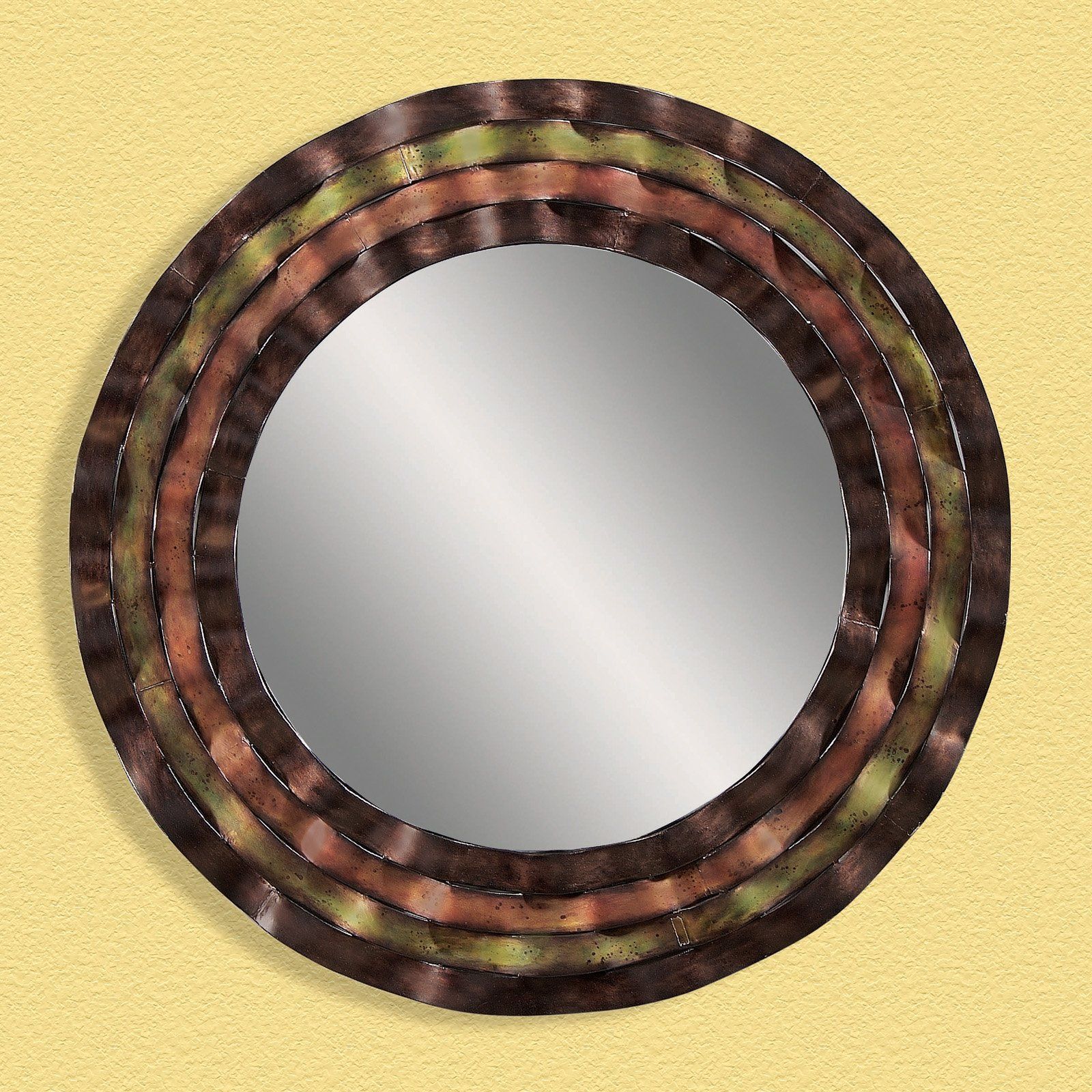 Bronze With Copper & Green Mirror – 36 Diam. In. | Mirror, Modern Regarding Woven Bronze Metal Wall Mirrors (Photo 14 of 15)