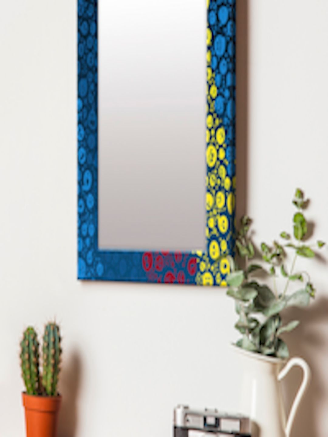 Buy 999store Blue & Yellow Printed Mdf Wall Mirror – Mirrors For Unisex Within Tropical Blue Wall Mirrors (Photo 7 of 15)