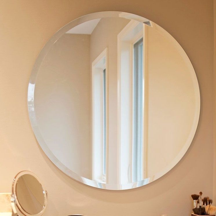 Buy Glass Frameless Round Beveled Edge Wall Mirror 05 Mm Thickness For Intended For Frameless Tri Bevel Wall Mirrors (View 10 of 15)