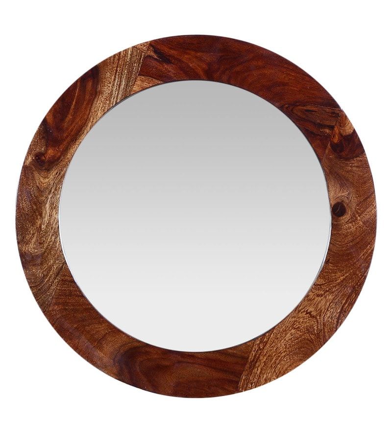 Buy Solid Wood Wall Mirror In Brown Colormade Wood Online – Round In Organic Natural Wood Round Wall Mirrors (View 10 of 15)