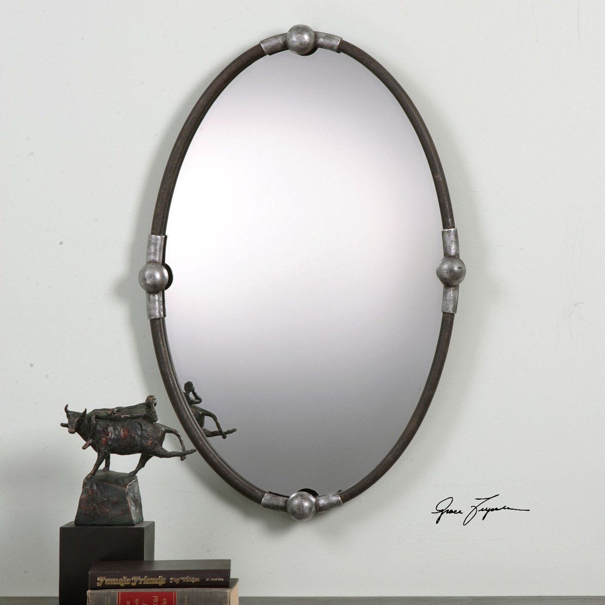 Carrick Black Oval Mirror | Oval Mirror, Oval Wall Mirror, Mirror Wall Throughout Black Oval Cut Wall Mirrors (Photo 5 of 15)